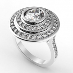 Render of halo ring with diamonds
