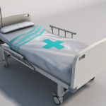 Low polygon 3d hospital bed