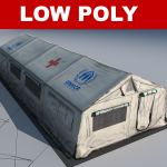 Low polygon 3d hospital tent