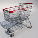 Low polygon 3d shopping metal cart